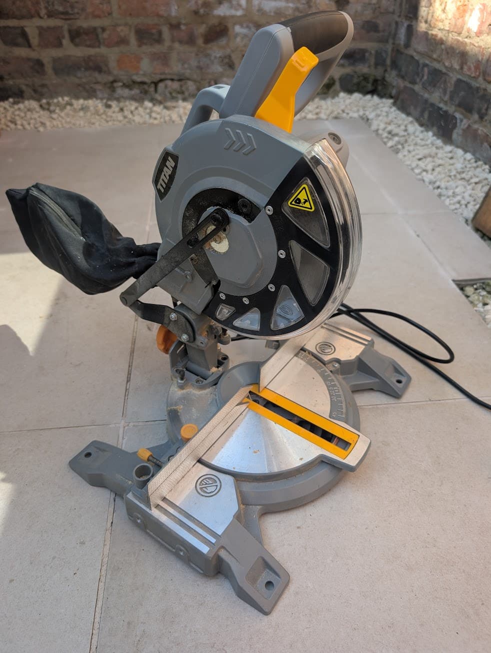 Circular saw on the kitchen counter